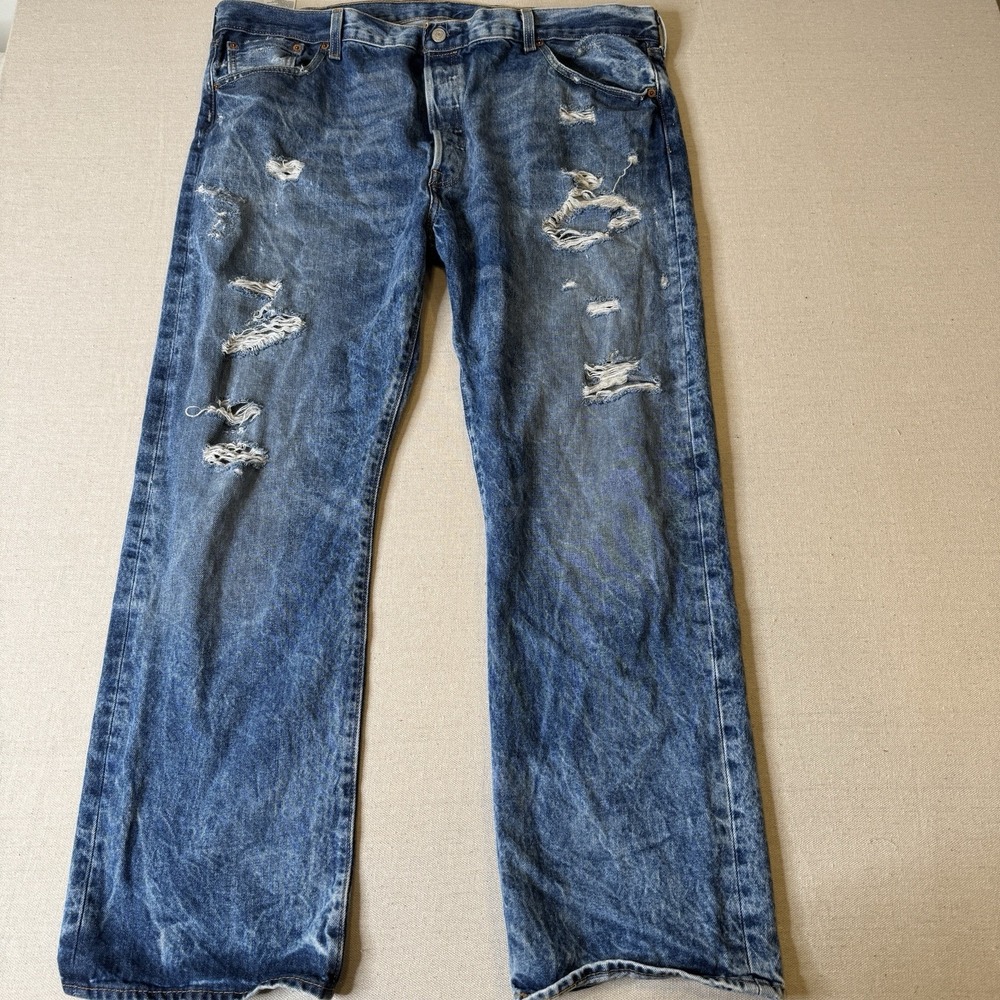 VTG Levis 501 Men's Acid Wash Distressed Jeans Button Fly Size 42 x 30‎ - Picture 2 of 8
